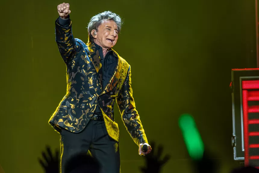 Barry Manilow performing at Dickies Arena in Fort Worth.