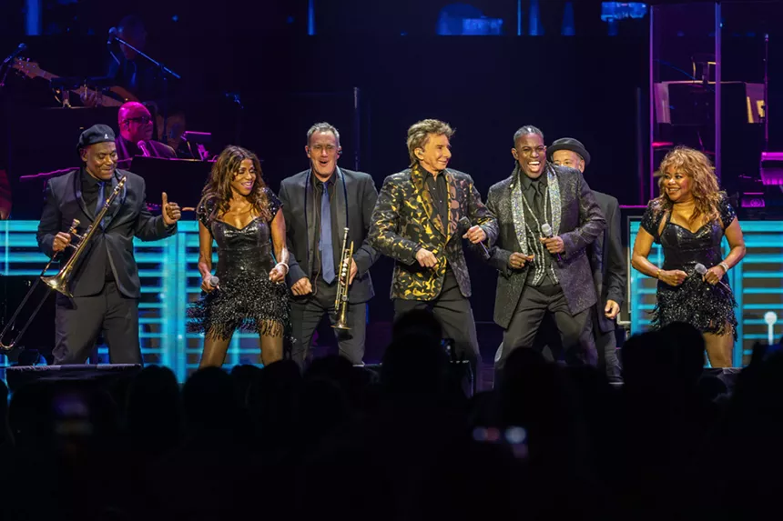 Barry Manilow performing at Dickies Arena in Fort Worth.