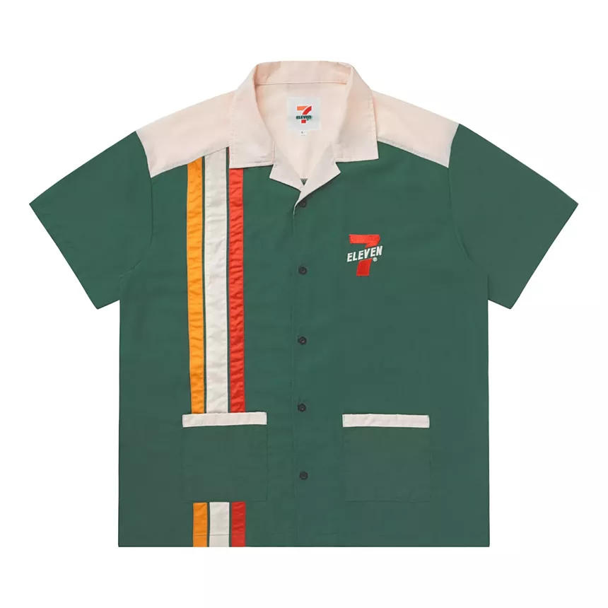 A retro 7-11 woven button-up shirt from 7-11.