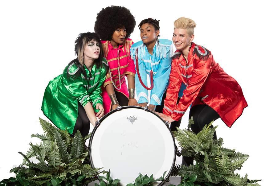 From left: Leah Lane of Rosegarden Funeral Party, Flower Child, Kierra Gray and Poppy Xander as the Beatles.