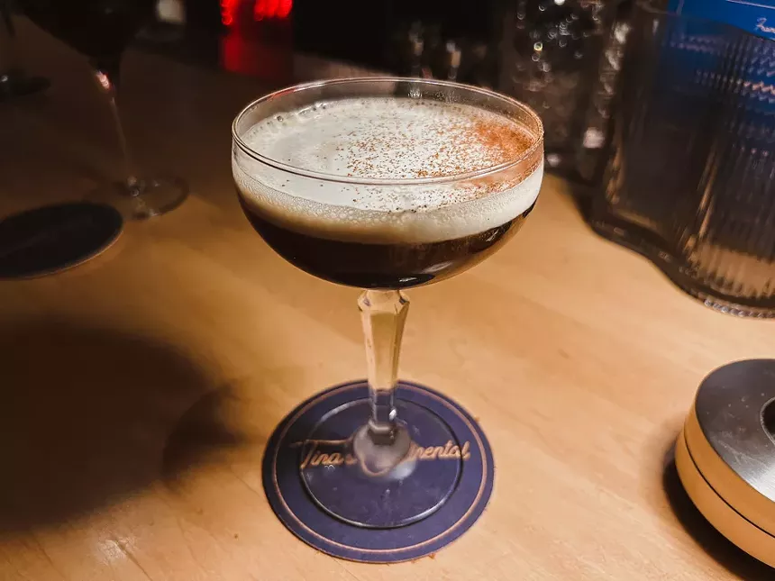 an espresso martini at Tina's Continental in the Continental Gin Building