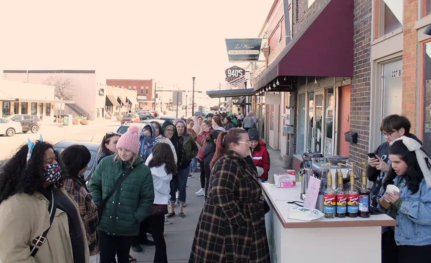 line at a book store.