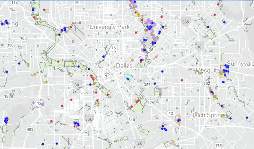 Wildflower map of Dallas