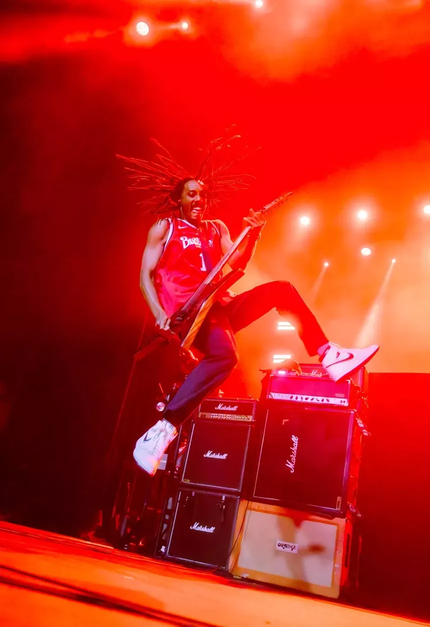 Metal band playing on stage