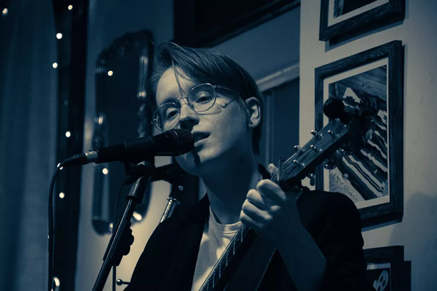 Woman performing on stage