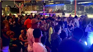A crowd watching the stage