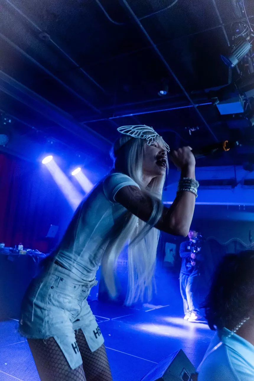 Woman performing on stage