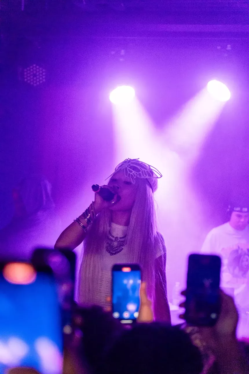 Woman performing on stage