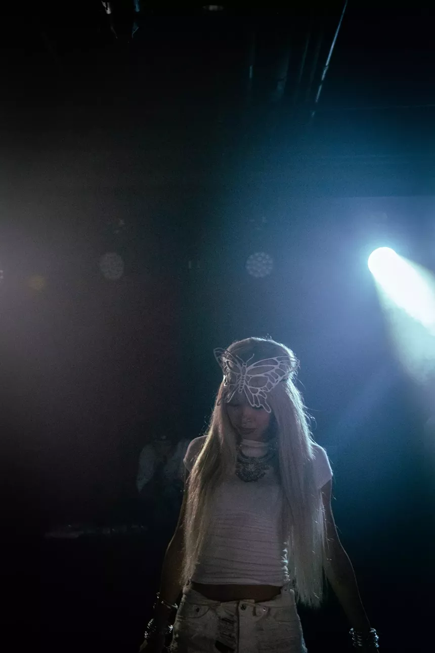 Woman performing on stage