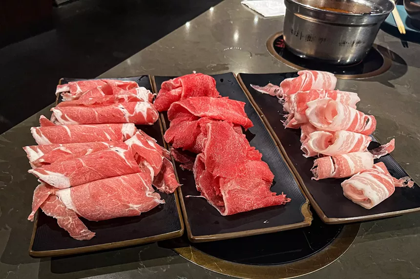meats at the hotpot bar.