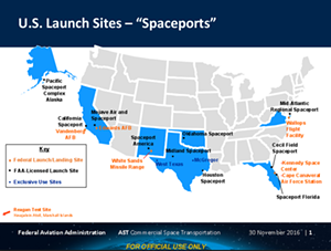 This map shows Texas has the most FAA- designated spaceports in the nation. - FAA