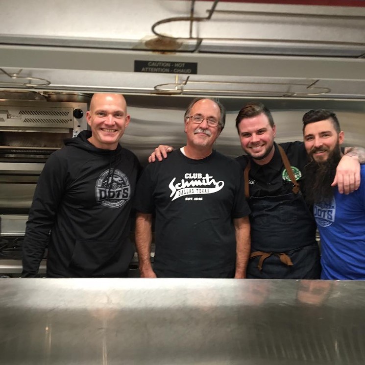 Left to right: Jeff Brightwell, Bob Schmitz, partner Brian Milburn and chef Nick Wells - DOT’S HOP HOUSE AND COURTYARD FACEBOOK