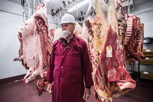 Jon Taggart works in the beef processing room at the Burgundy boucherie in Grandview. - CAN TURKYILMAZ