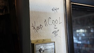Steven Tyler wrote "Keep It Cool" on the wall of Hit Records in 2010. - ERASMO VIERA