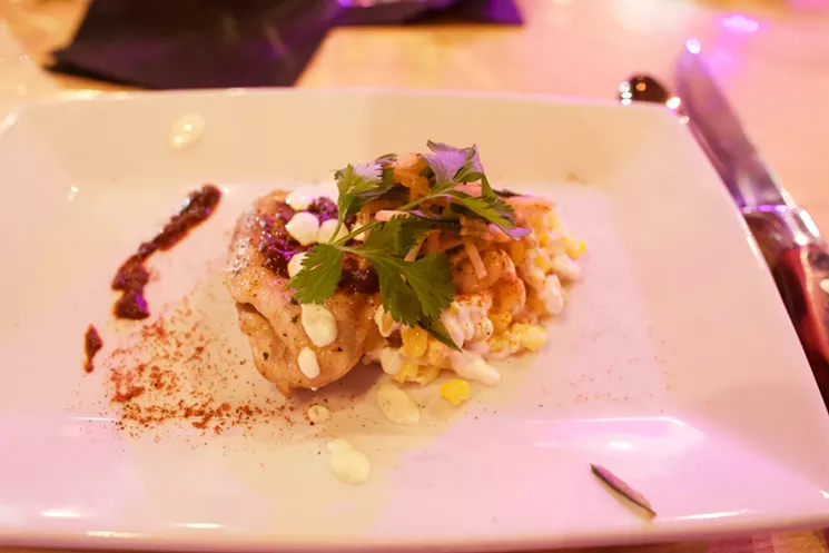We liked that T. Blanco's uses chicken thighs in their chicken mole. Elotes on the side makes everything better. - CHRIS WOLFGANG