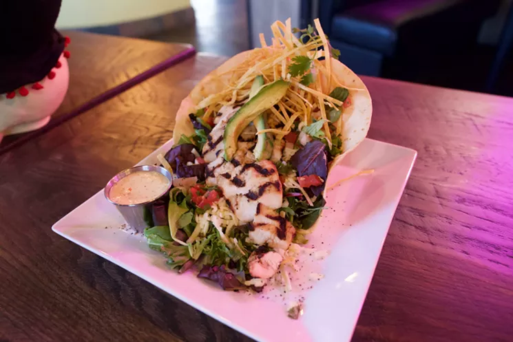 T. Blanco's margarita chicken salad is a lighter menu choice. Fewer calories means more room for margaritas. - CHRIS WOLFGANG