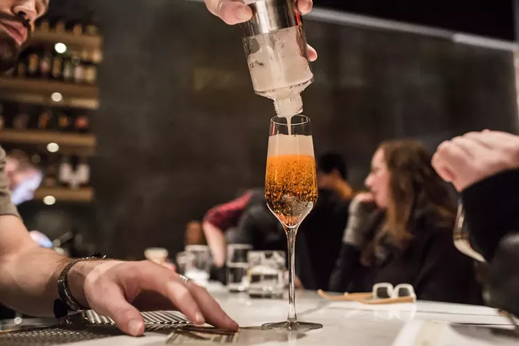 Hide has a selection of carbonated cocktails featuring everything from cardamom tincture to milk-washed Darjeeling tea vodka to Champagne acid. - MELISSA HENNINGS