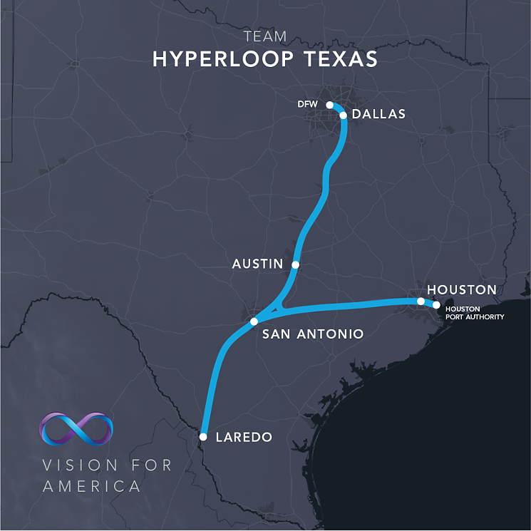 The Texas Triangle route - HYPERLOOP ONE