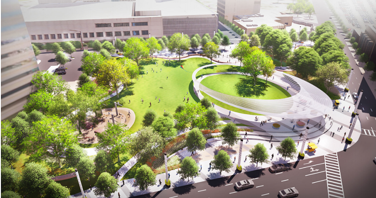A rendering shows the vision for Pacific Plaza downtown. - SWA GROUP