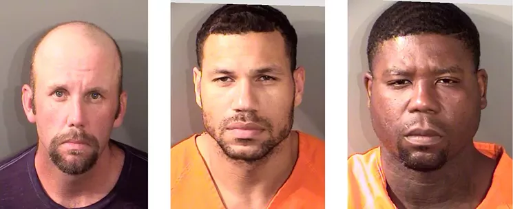From left: Craig Childres, James Allen and Micah Freeman were arrested. - VIA DENTON COUNTY SHERIFF'S OFFICE