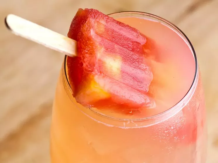 The strawberry peach ice pop may be the prettiest we've seen. We're just glad that it's dipped in booze. - COURTESY OF DEL FRISCO'S GRILLE