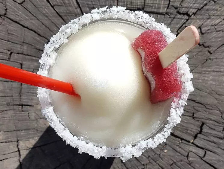 We'd beg for one of these margaritas with a wine ice pop garnish if this were the treat. - COURTESY OF MUTTS CANINE CANTINA