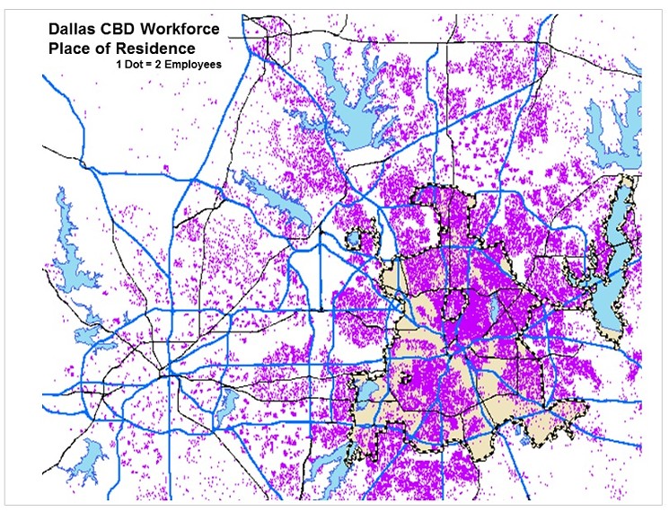 The yellow areas are Discourageville, where almost nobody has a job. - DALLAS ECONOMIC DEVELOPMENT