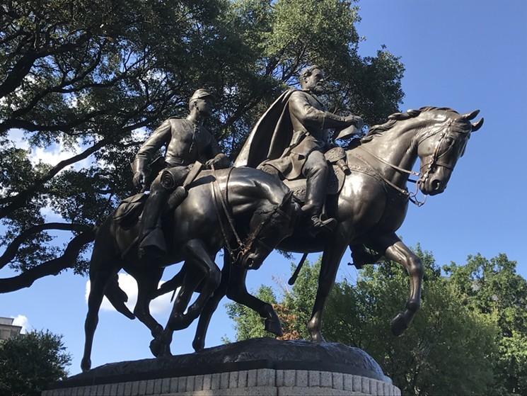 The Robert E. Lee equestrian statue at Lee Park on Turtle Creek will be coming down soon, if the City Council votes as expected today. - PATRICK WILLIAMS
