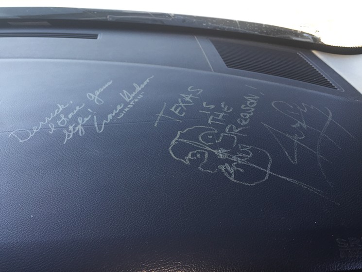 The dashboard of the car has autographs from Ghostbusters star Ernie Hudson and the Misfits' Jerry Only. - PHOTO BY DANNY GALLAGHER