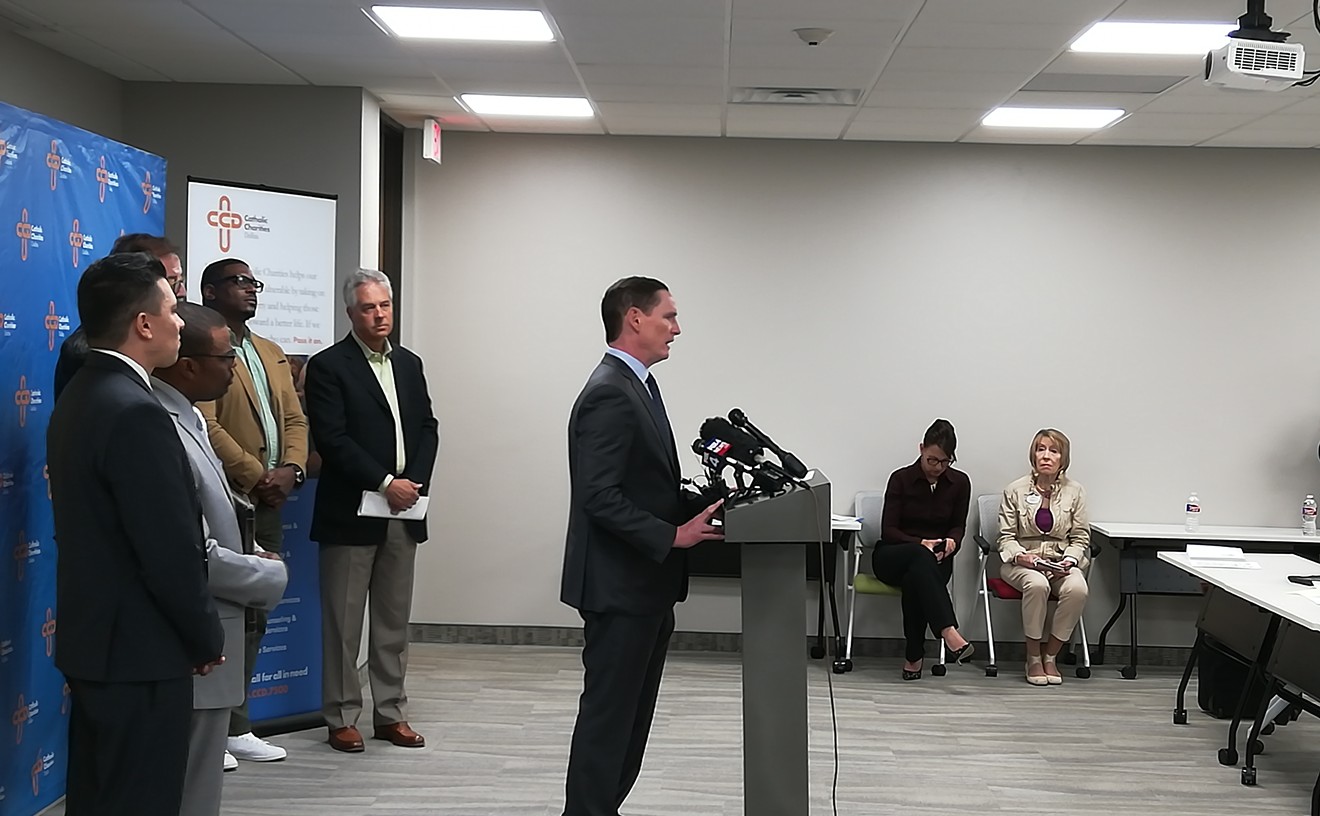 Dallas County Judge Clay Jenkins speaks to the media about the humanitarian crisis caused by President Donald Trump's child separation policy.