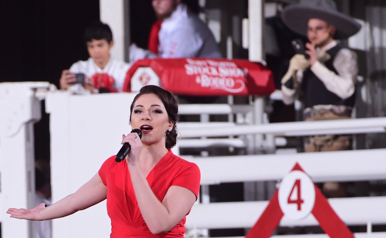 Opera singer Bridget Cappel belts out an aria from the tango opera María de Buenos Aires at the Best of Mexico Celebración at the Fort Worth Stock Show & Rodeo.