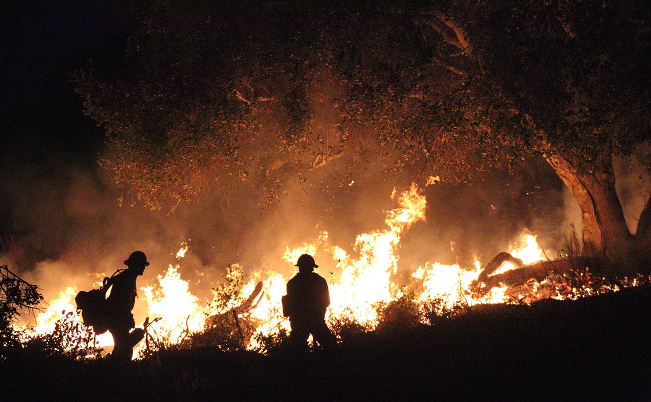 This image from a late 2017 fire near Carpenteria, California, shows what Texas firefighters might face.