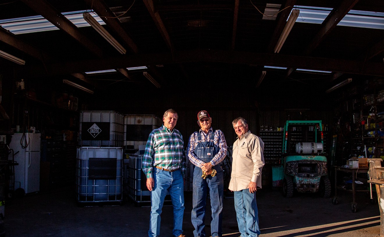 Barry Mahler, Larry McAlister and Kenneth McAlister tell tales of the wild ups and downs of farming in Larry McAlister’s garage.