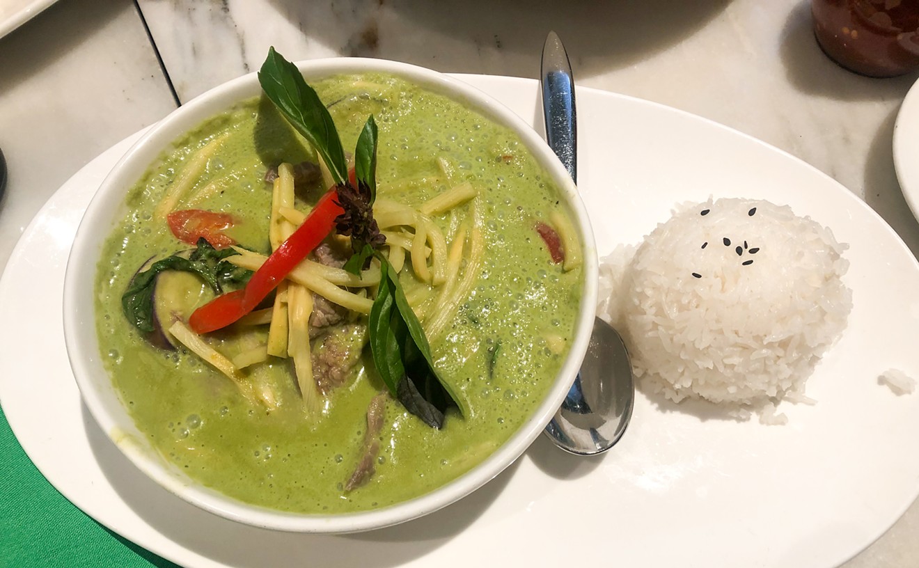 The green curry with beef at Asian Mint, served with jasmine rice