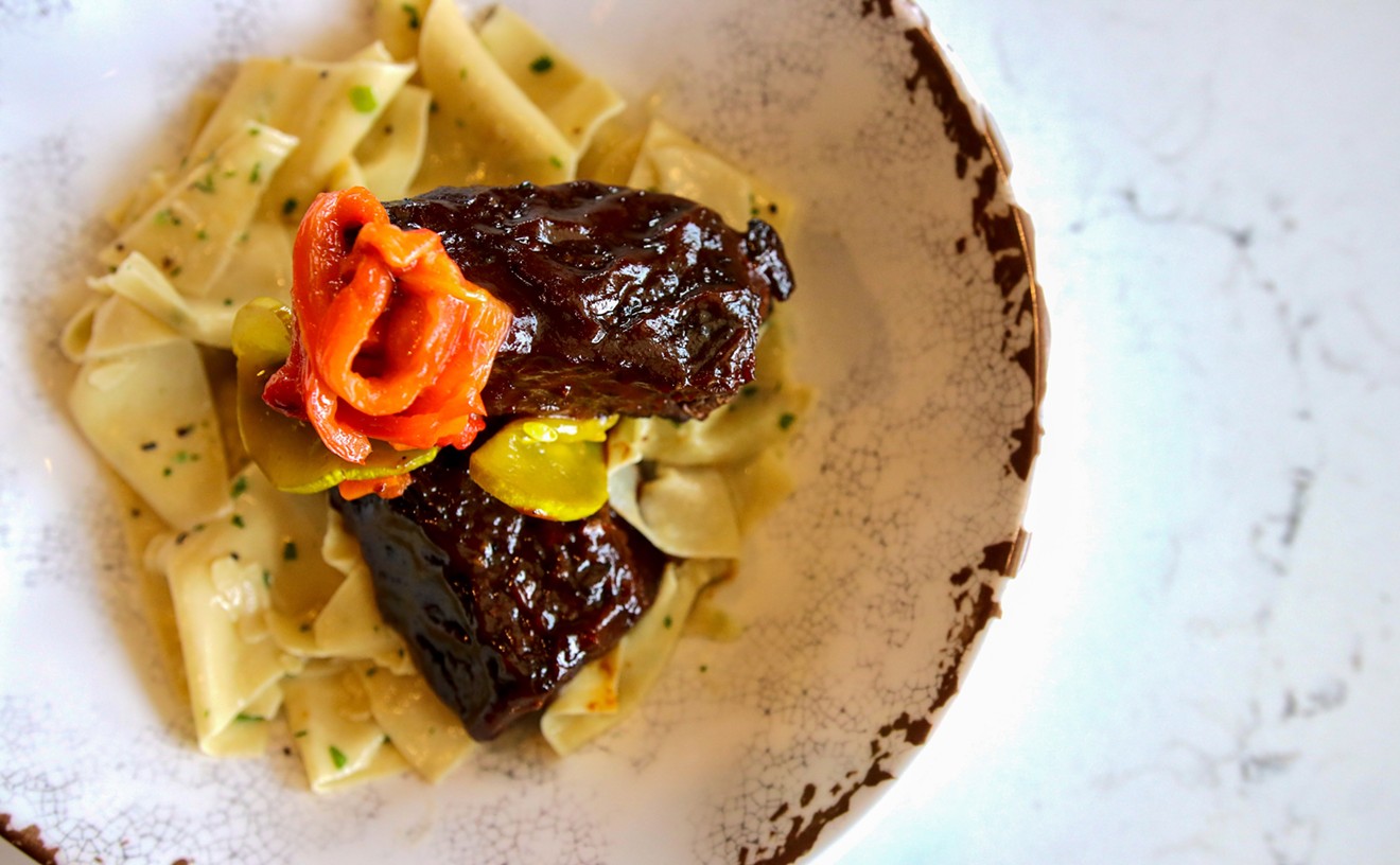 Chipotle short ribs with pappardelle.