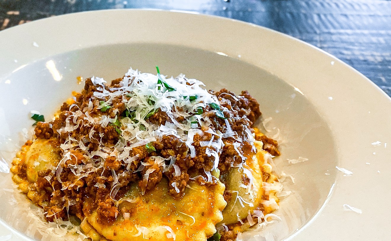 The dish that made Lucca proud, tordelli lucchesi: meat ravioli, housemade pork and beef bolognese sauce and parsley.