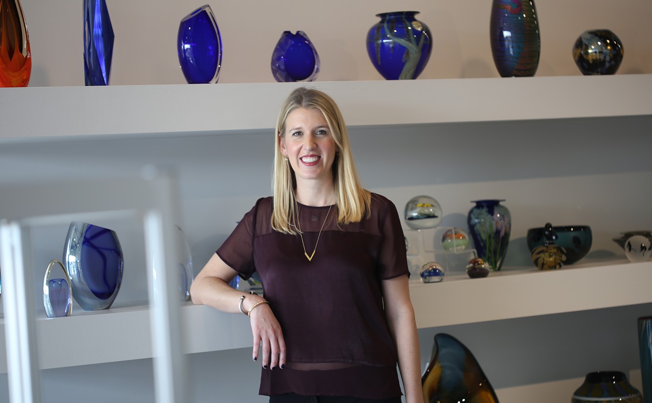 Brooke Weidenbaker owns and operates one of Dallas' only handblown art glass galleries, LMB Art Glass, located in the heart of the Design District.