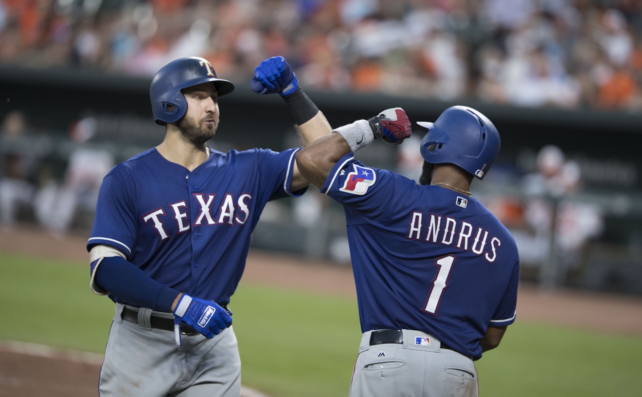 Chuck Morgan, executive vice president of ballpark entertainment for the Rangers, says Joey Gallo (left) could hit a "moonshot" on opening day in 2024.