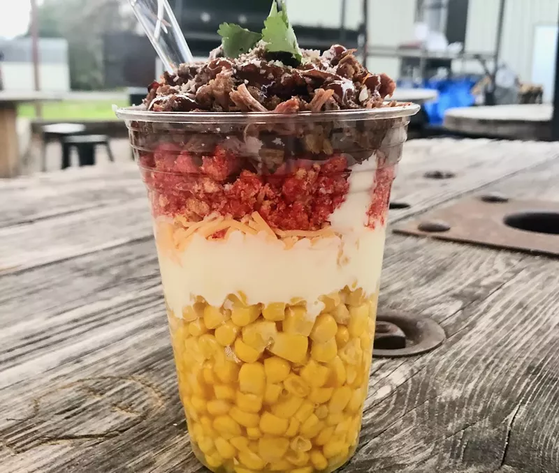 Eat This Elotes with Flamin' Hot Cheetos at Brisket at 225 BBQ