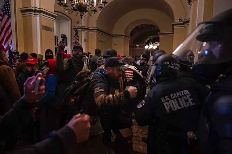 Rioters inside the Capitol on Jan. 6