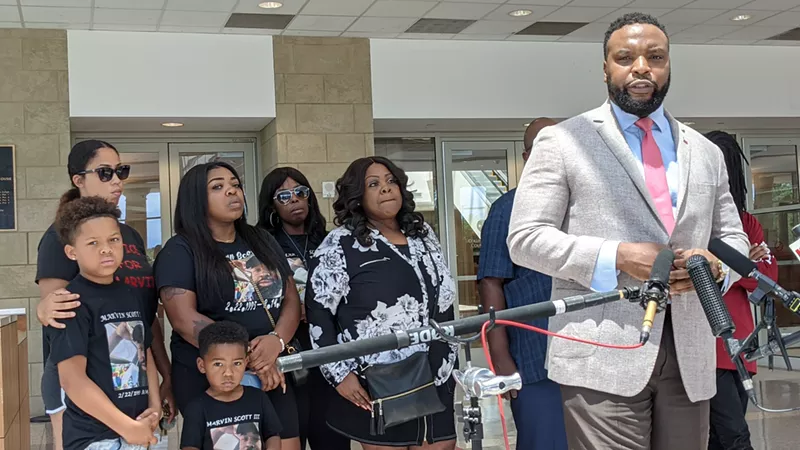 Marvin Scott III's family and attorney Lee Merritt spoke at a press conference following the release of the video depicting his death