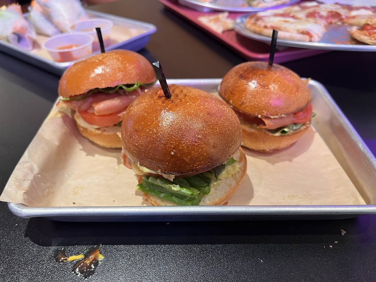 PLT sliders — that's prosciutto, lettuce and tomatoes —  are on the menu at the Violet Crown movie theater in West Village.