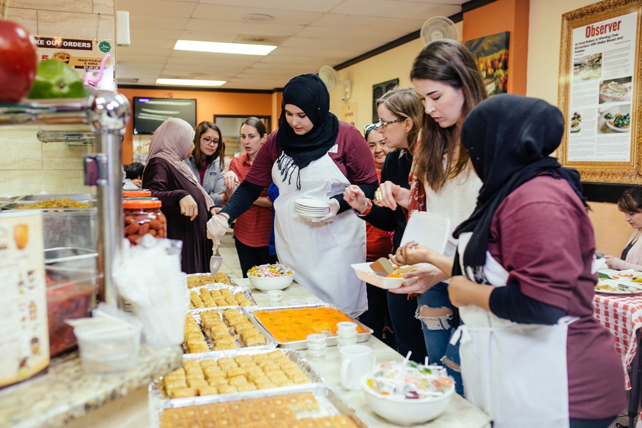 Over the course of two Wednesday night dinners, more than 100 people gathered at Bilad Bakery and Restaurant in Richardson to sample Iraqi food and learn about the family who runs the restaurant.