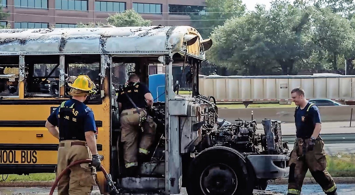 A Dallas County Schools bus caught on fire earlier this year.