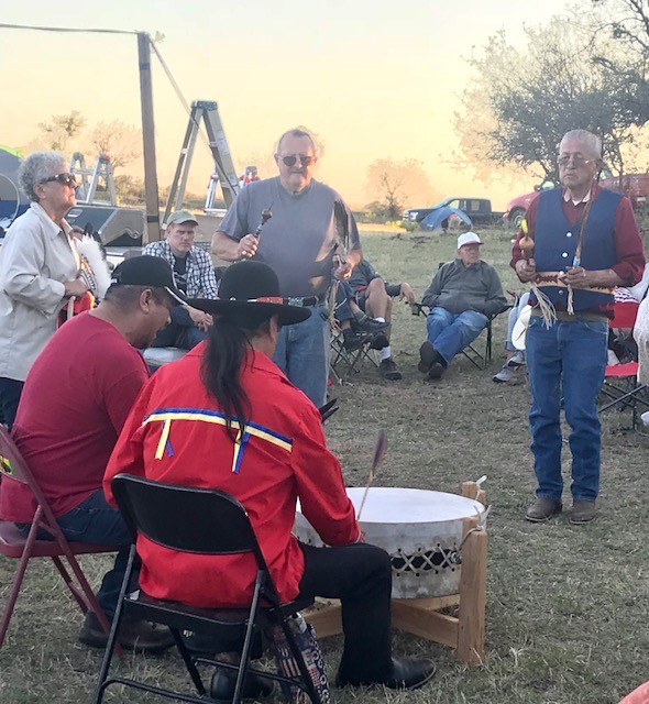Kenneth Looking Glass and his son, Jimbo, were in North Texas drumming in a ceremony.