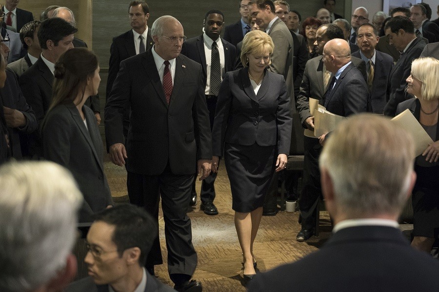Christian Bale (left) plays Dick Cheney, accompanied by his wife Lynne (Amy Adams), in a scene from Vice, Adam McKay’s film about the former vice president who seemed content to serve as the dark lord of George W. Bush's administration.