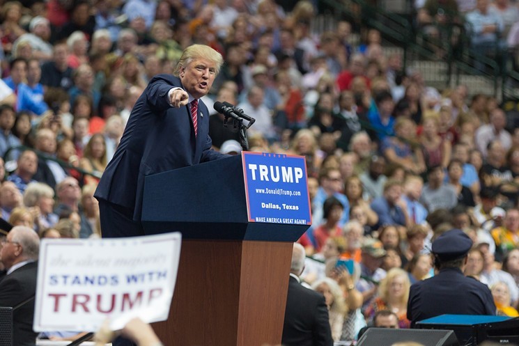 President Donald Trump speaks at the American Airlines Center on Sept. 14, 2015.