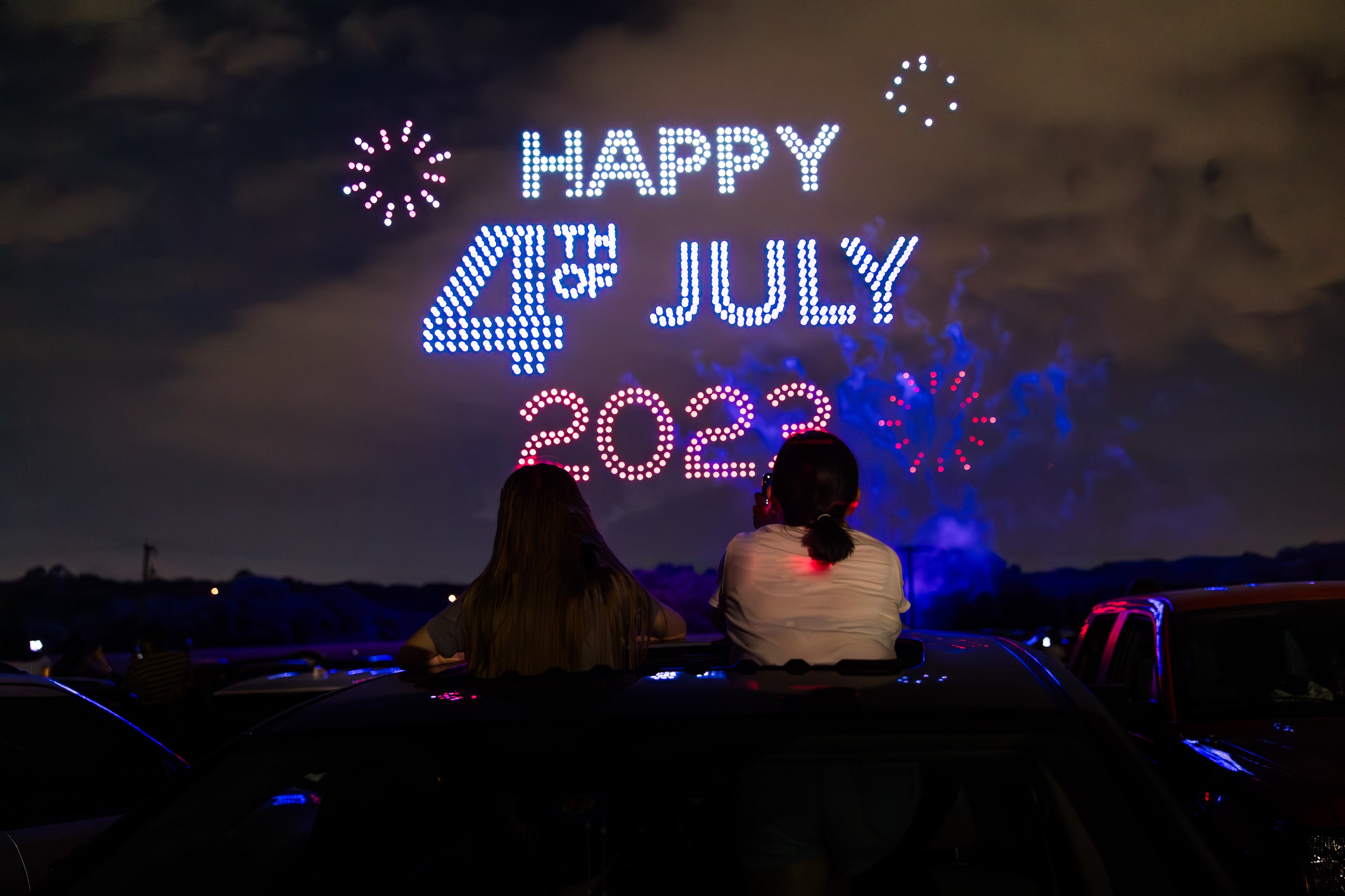 Drone show displays light up the sky on Fourth of July - BBC News
