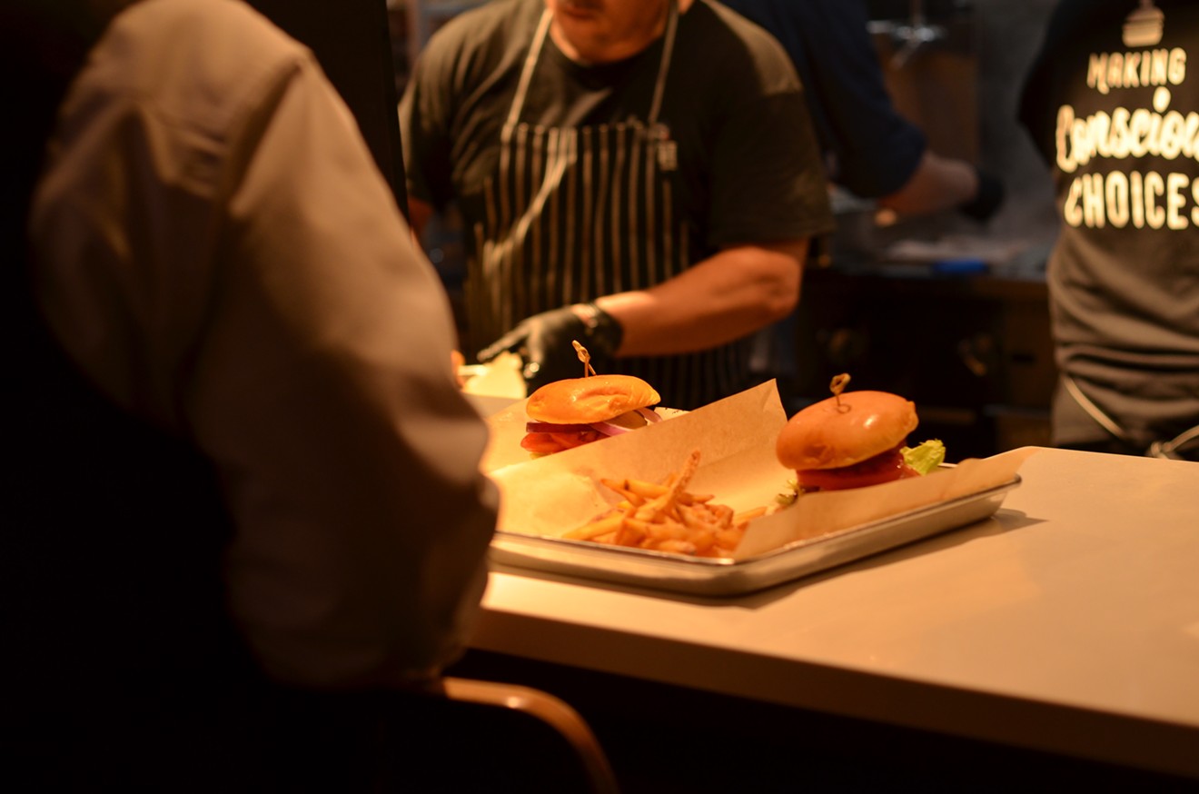 Two burgers from Burger Craft waiting to be served to patrons at Urban8, The Colony's new food hall.