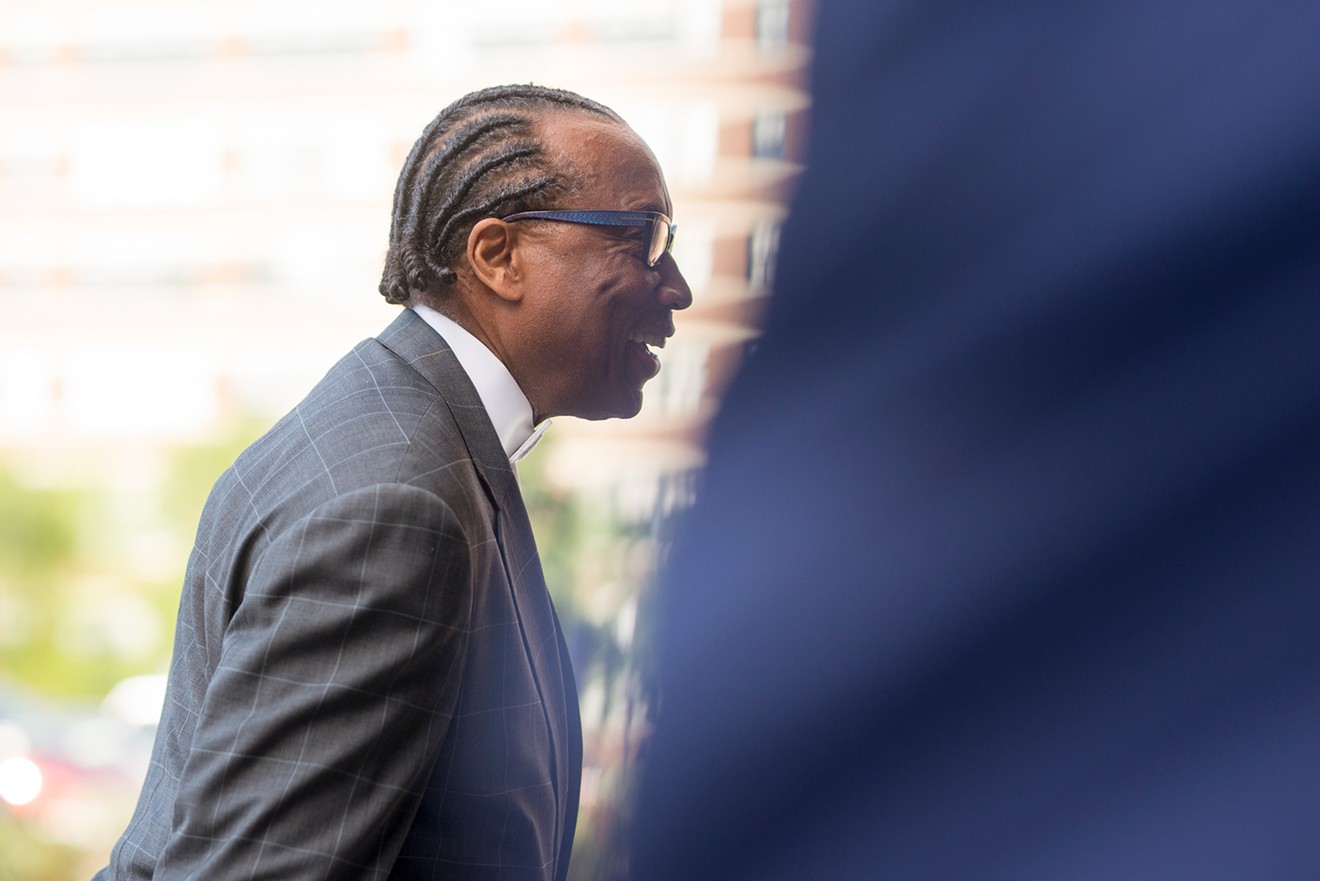John Wiley Price enters the Earle Cabelle Federal Courthouse in downtown Dallas for his trial.